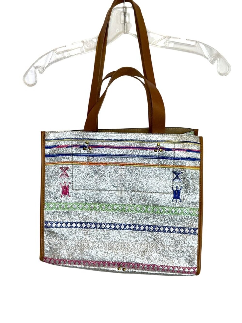 Jerome Dreyfuss Leon M Broderies Tote Bag - Bro Silver NWT - Picture 2 of 13